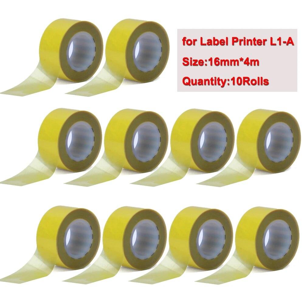 10 Rollen 16 mm x 4 m Etikettenband für MakeID L1 Bluetooth-Thermoetikettendrucker L1-A Pocket Maker Tintenloser Druck DIY-Aufkleber für Zuhause