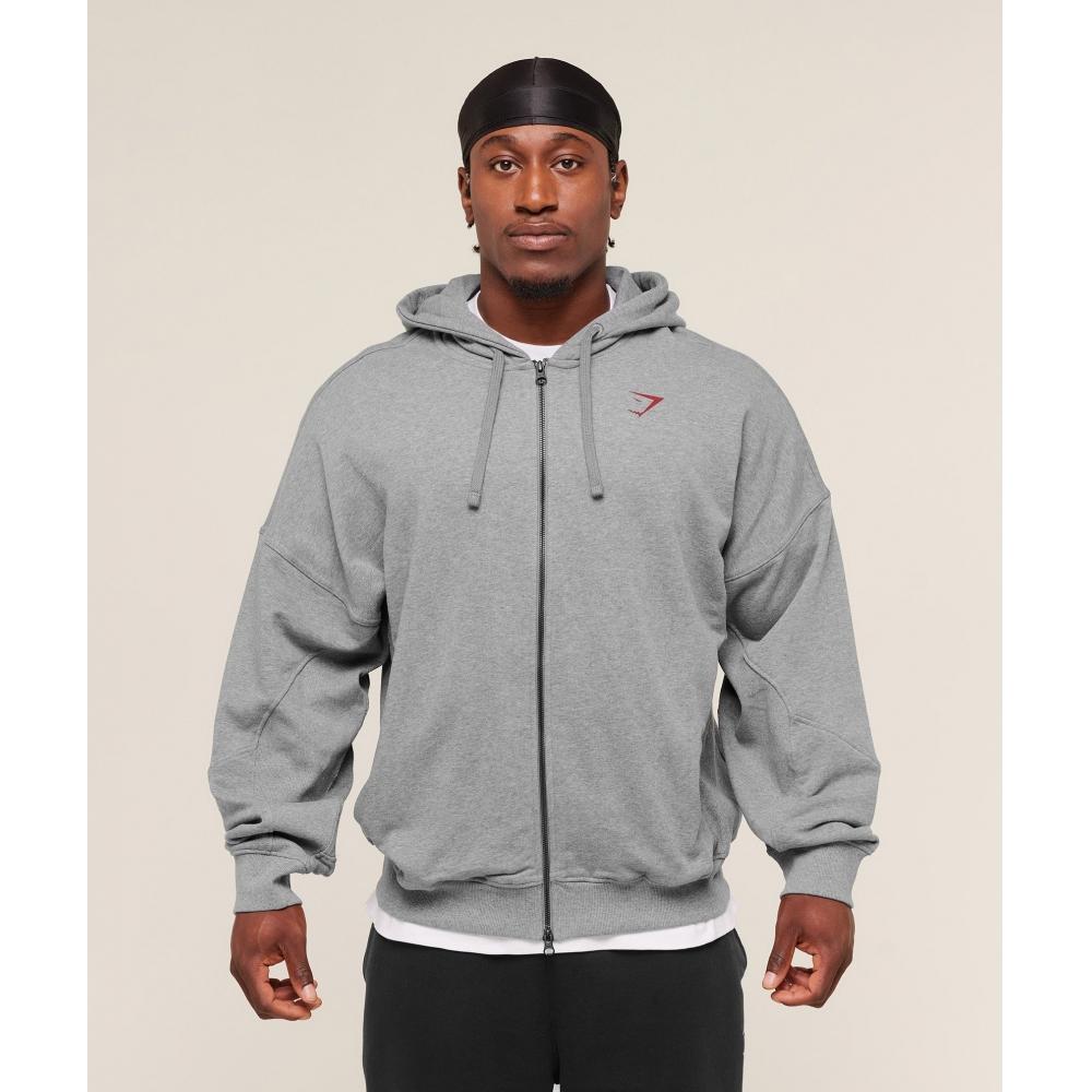 Gymshark Power Zip Up Hoodie Charcoal Core Marl A4b9t Gbbb