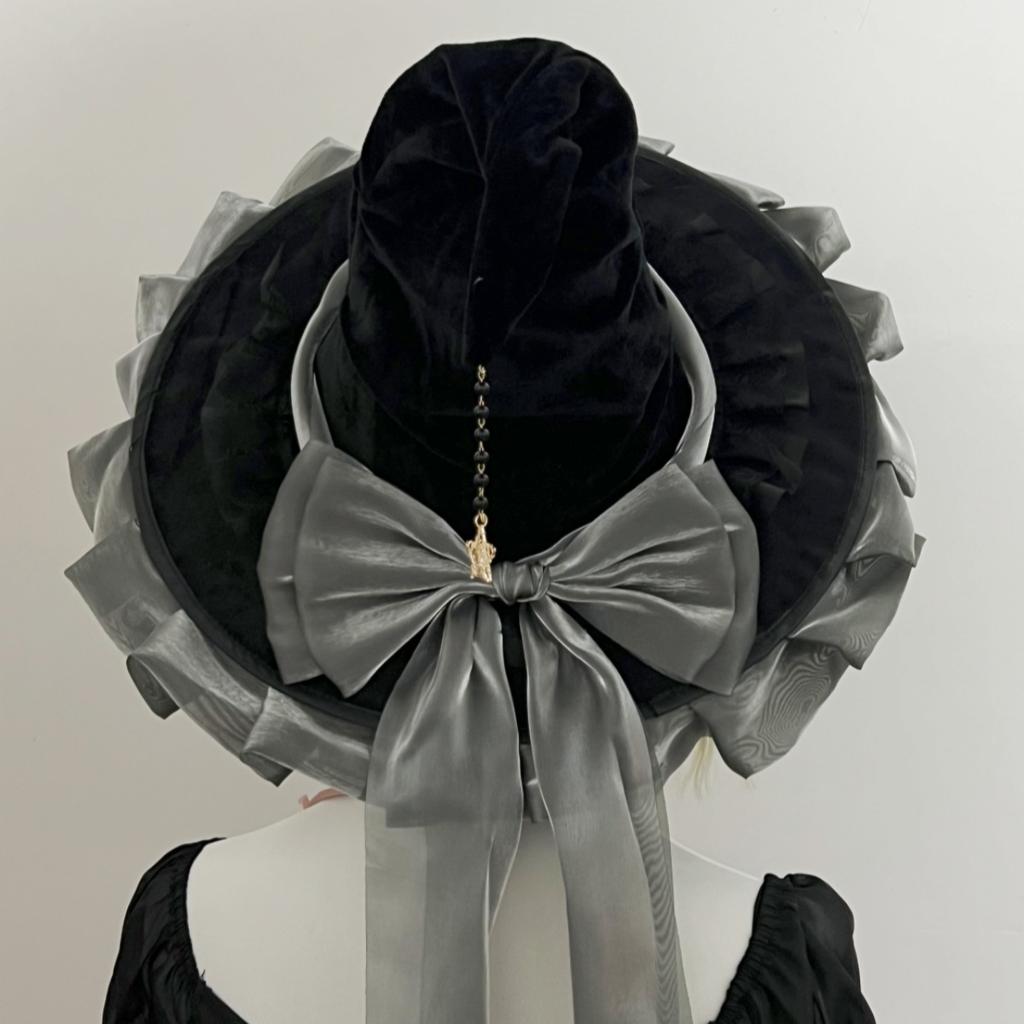 Halloween Party Hexenhut Kostüm Schleife Groß Schwarz Schief Gerafft Zauberhut Accessoire