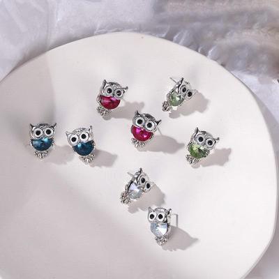 Grenzüberschreitende Zirkon-Eulenohrringe - Retro, einfacher Modeschmuck im kalten Stil