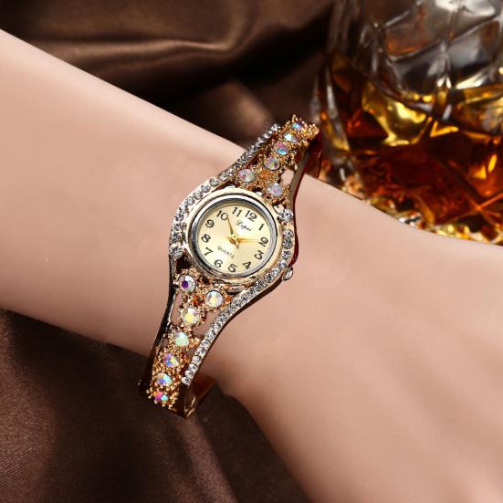 Yousheng Women Bracelet Watch Luxury Colorful Rhinestone Ethnic Style Elegant Round Vintage Ladies Girls Dress Wristwatch Fashion Jewelry Birthday