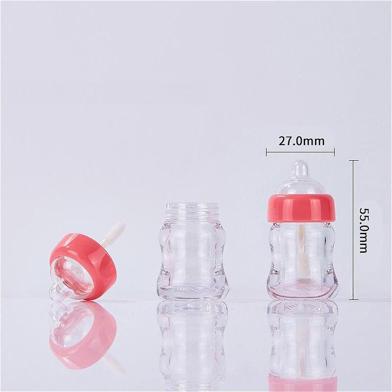 6ml Baby Bottle Shape Lip Gloss Tube, Empty Refillable Lip Glaze Container, Cosmetic Split Packaging