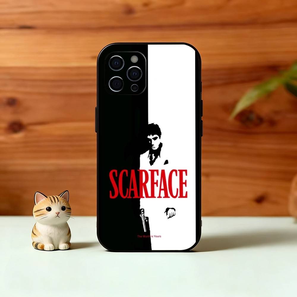 

S-Scarface T-Tony Phone Case For iPhone 17,16,15,14,13,12,11 Plus,Pro Max,XS,Soft Silicone Black Cover iPhone16se4