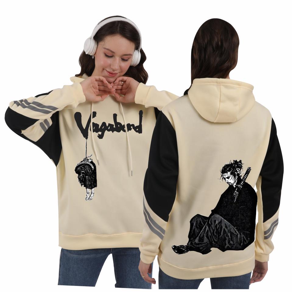 Vagabond Miyamoto Musashi Unisex Patchwork Fleece Hoodie for Autumn/Winter