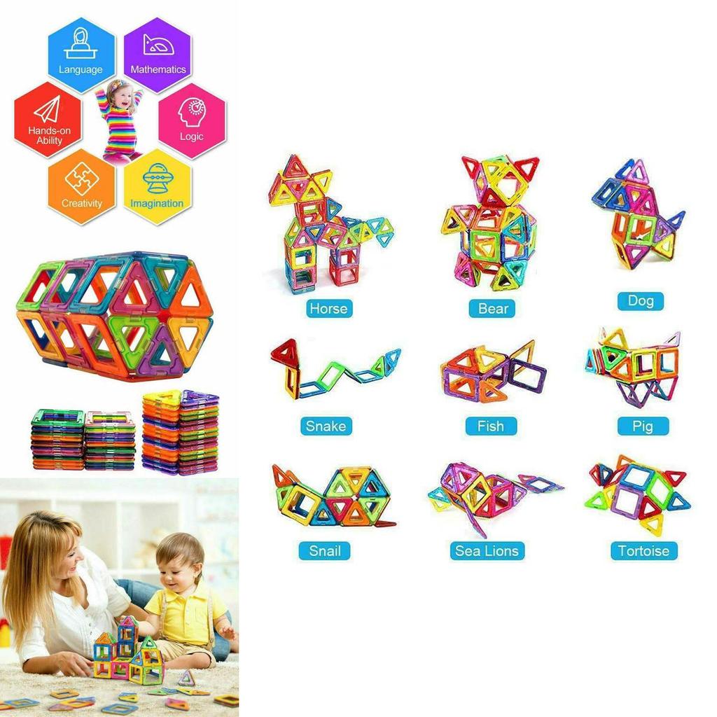 Educational Magnetic Blocks Building Kit Featuring Durable Nontoxic Plastic And Bright Multicolor Design