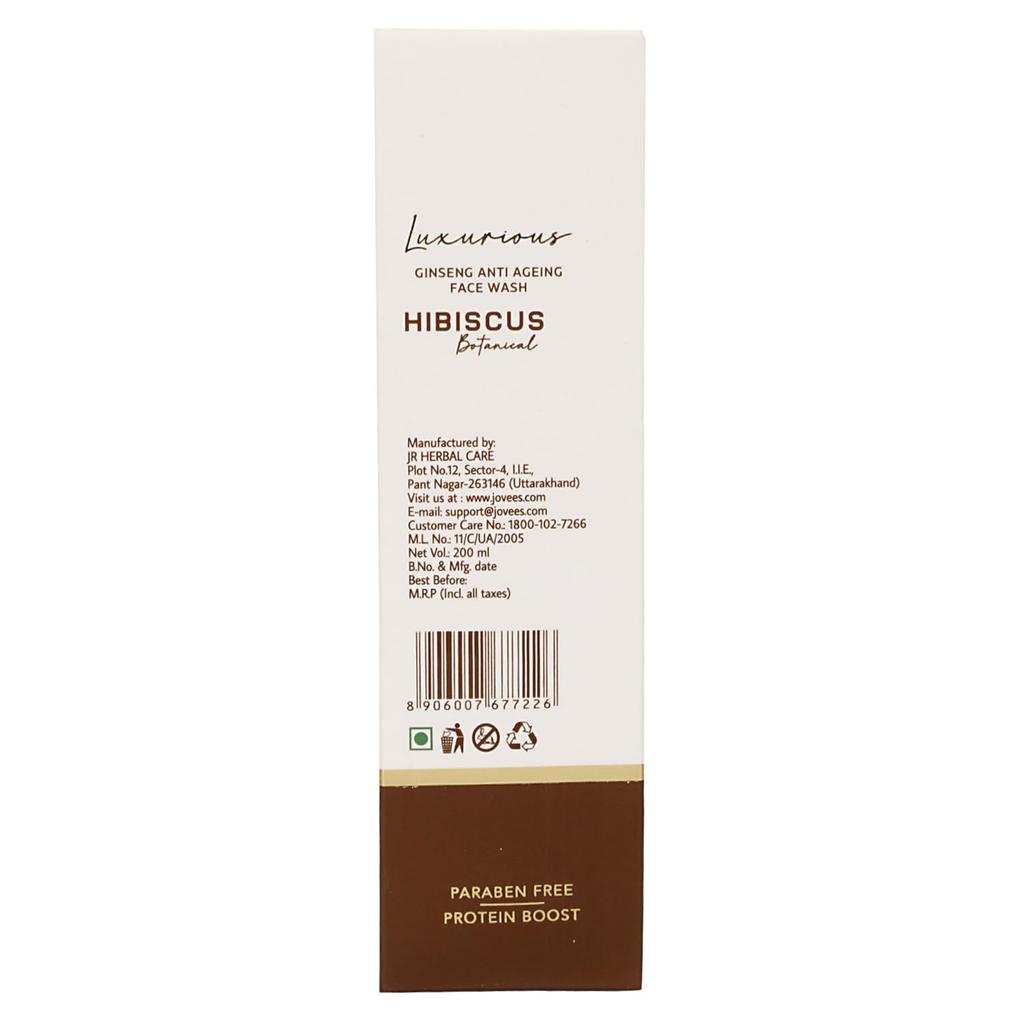 Jovees Herbal Luxurious Ginseng Anti Ageing Face Wash 200ml For Brightening Skin And Improving Texture