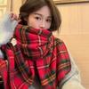 Festive Red Plaid Women's Winter Shawl: Cozy Imitation Cashmere