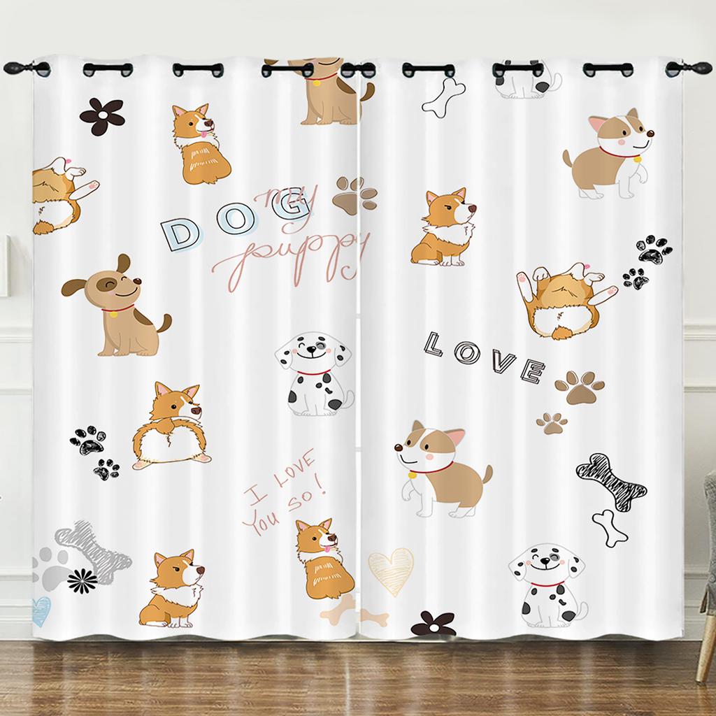 Curtain Flower Fresh Illustration Animal 3D Digital Printing Blackout Curtain Punching