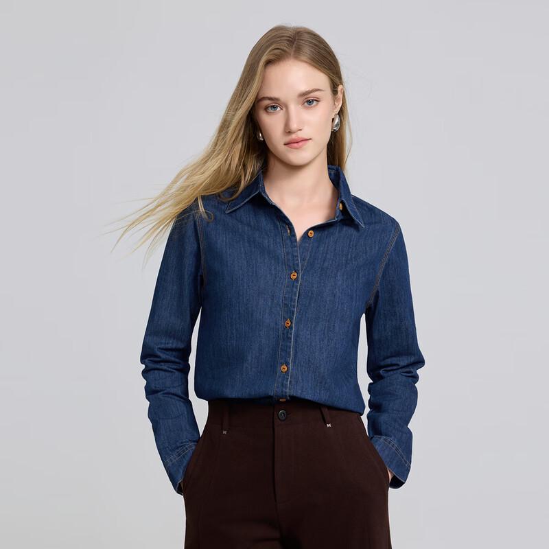 Shetu Vintage Washed Long Sleeve Denim Shirt L