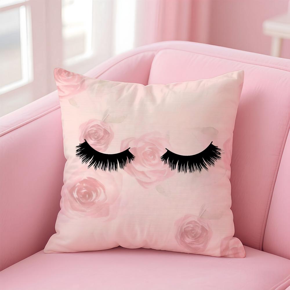 Beauty Makeup Eyelash Art Cushion Cover Pillowcase Short Plush Invisible Zipper Room Sofa Cushion Cover