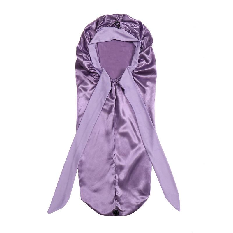 Adjustable Satin Nightcap with Bow Knot and Elastic Band