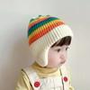 Soft Striped Rainbow Hat Korean Beanie Cap Colorful Baby Knitted Hat  Kids