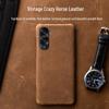 Honor X40 Genuine Leather Half-Cover Case Crazy Horse Leather Back Cover for Protection and Style.