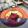 1 Stück Niedliches Capybara-Muster Runde Bodenmatte, Rutschfest für Wohnzimmer Schlafzimmer Stuhl Teppiche Heimdekoration Geschenke, Heimdekoration Zimmerdekoration Außenbereich