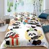 Panda Duvet Cover Set Cherry Blossoms Cute Animal Bedding Set Flower Branches Cartoon Double Queen King Polyester Quilt Cover