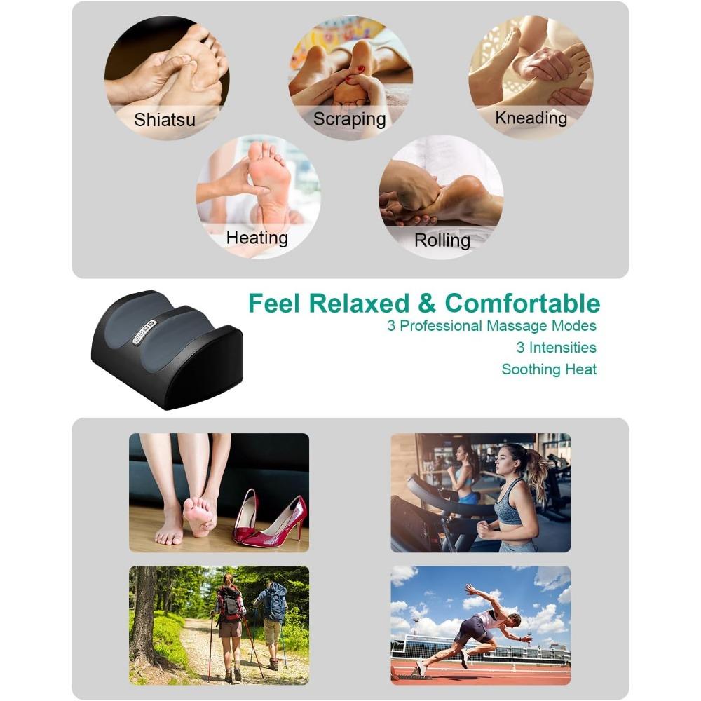 Foot Massager Machine with Heat, Foot and Calf Massager with Massage Roller, Pain Relief, Promotes Blood Circulation, Gifts for Women & Men