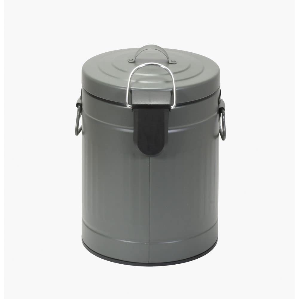 Bestco NQ-0192 Boite Trash Can with Lid, 5L, Pedal-Operated, Quiet Design, Round, Khaki
