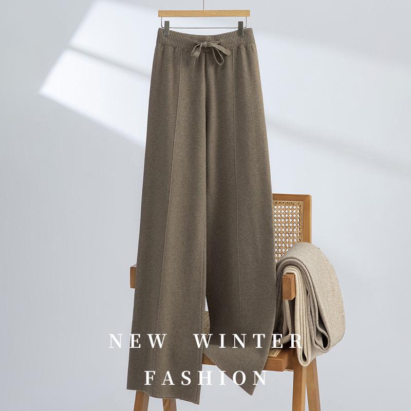 

Autumn/Winter Women s Soft Velvet Elastic Waist Pants - Classic Solid Color, Comfortable Center Seam, Versatile Drape, Long Length. XL