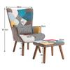 Color-matching Leisure Chair with Footstool, Backrest and Cushion, Living Room Leisure Chair Combination