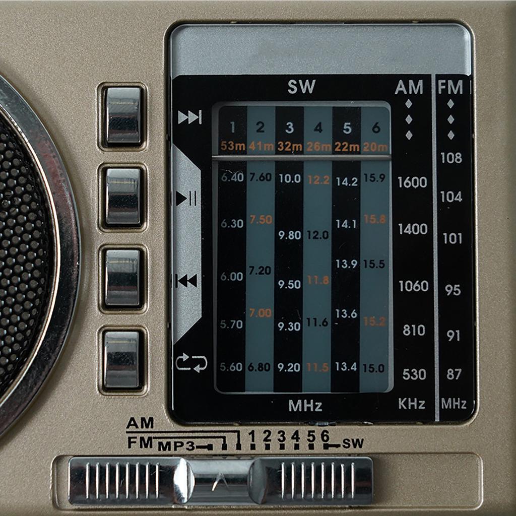 Portable FM Radio Multi Band USB Card Slot Rechargeable Vintage Retro Radio for Elderly Gold