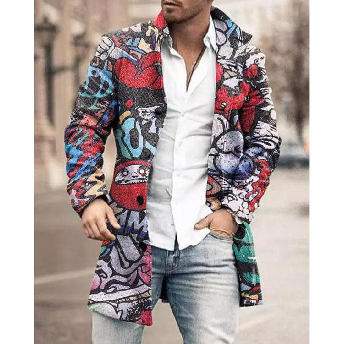 Spring New Men's Pocket Versatile Daily Retro Stand Up Collar Medium Long Woolen Coat Men's Casual Coat Men's Clothing