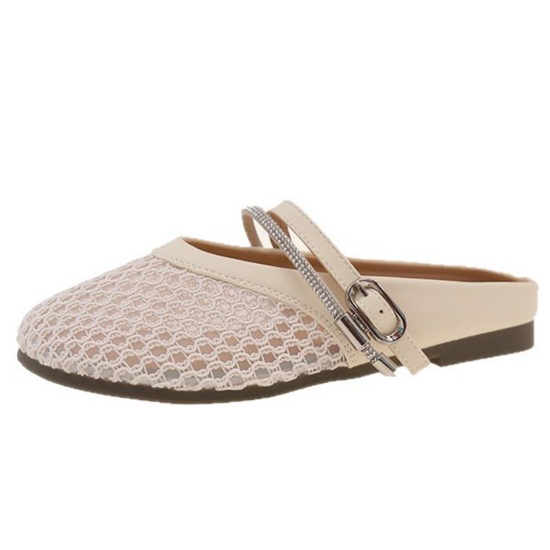 Hollow Fishing Net Breathable Women's Flat Bottom Summer New Outer Wear Bag Head Half Slippers Sandals