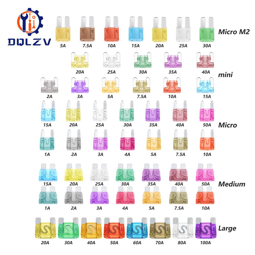 10 stycken säkringar 32V Micro2 Mini Liten Mellanstor Stor Storlek Bil Säkring 5A 7,5A 10A 15A 20A 25A 30A 35A 40A 45A Klämsäkring Set för Bil Lastbil
