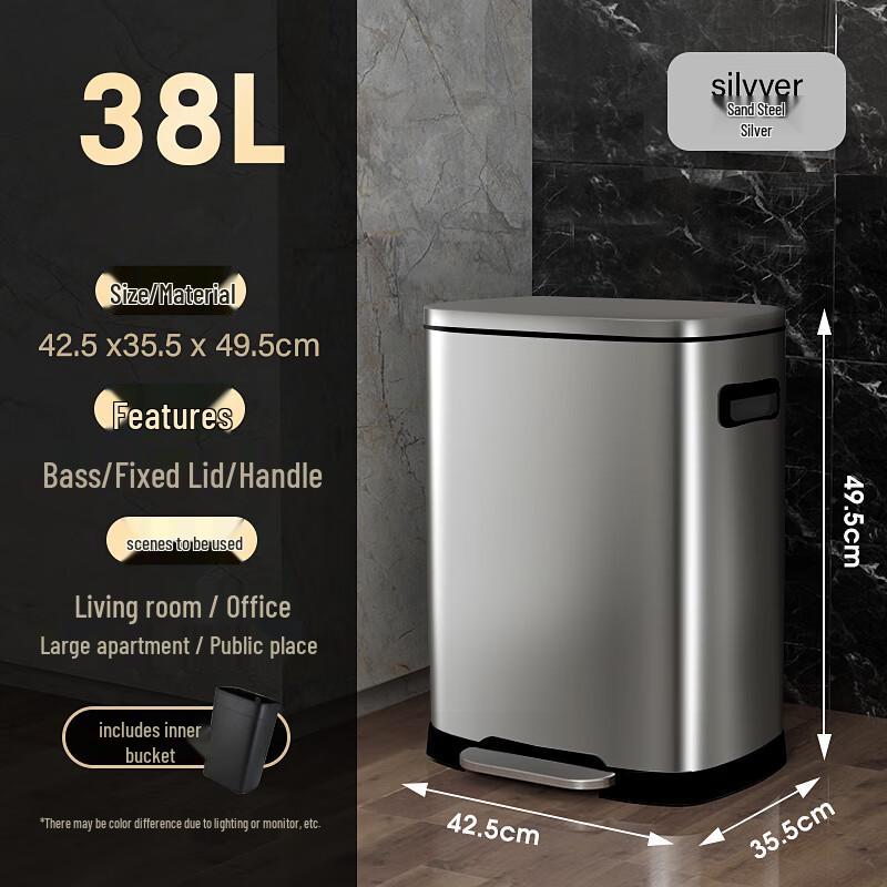 Kelibang Stainless Steel Dual-Layer Foot Pedal Trash Can
