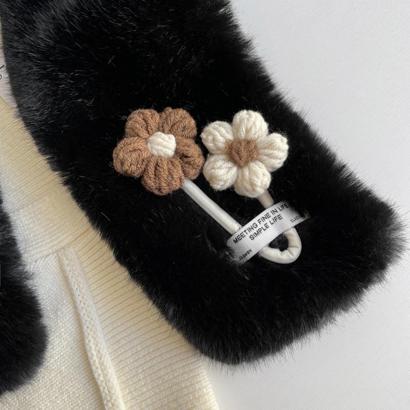 Winterverdickter warmer Schal mit Kragen aus Kunstkaninchenfellimitat, warmer flauschiger Schal