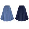 Summer Buttons Loose Elastic Denim Women Skirt Fashion Elegant Solid Color Casual Simple A-line Skirts Female Streetwear Loose Women's Clothing