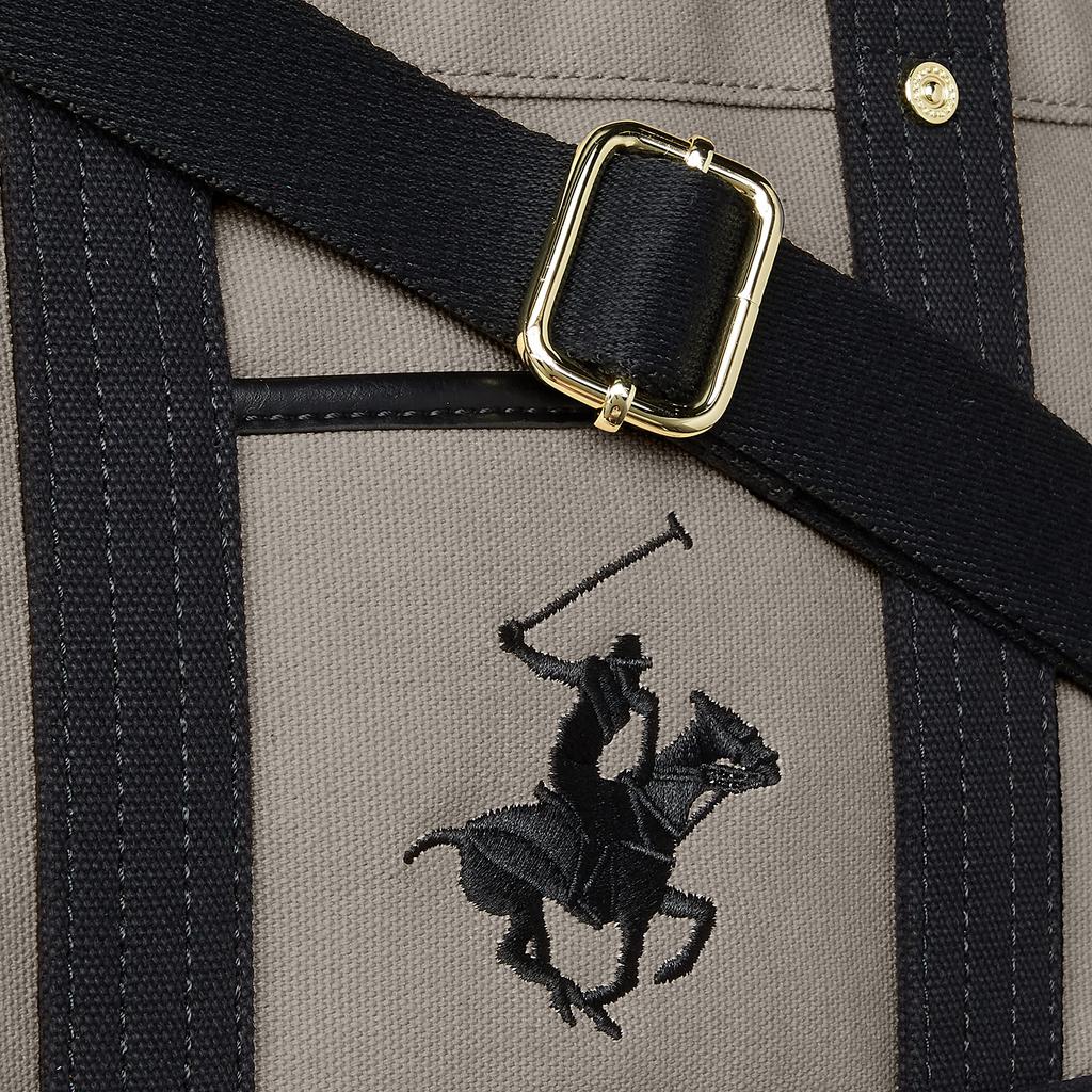 [Beverly Hills Polo Club] Canvas Tote Bag (with Shoulder Strap) Women's Gray X Black Free Size