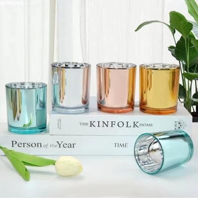 Electroplated Glass Candle Cup Colorful Glass Container Aromatherapy Cup  Living Room Ornament