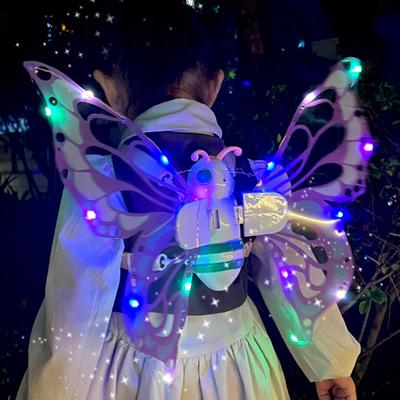 Electric Butterfly Wings Flapping Fairy Elf Wings with LED Lights Music