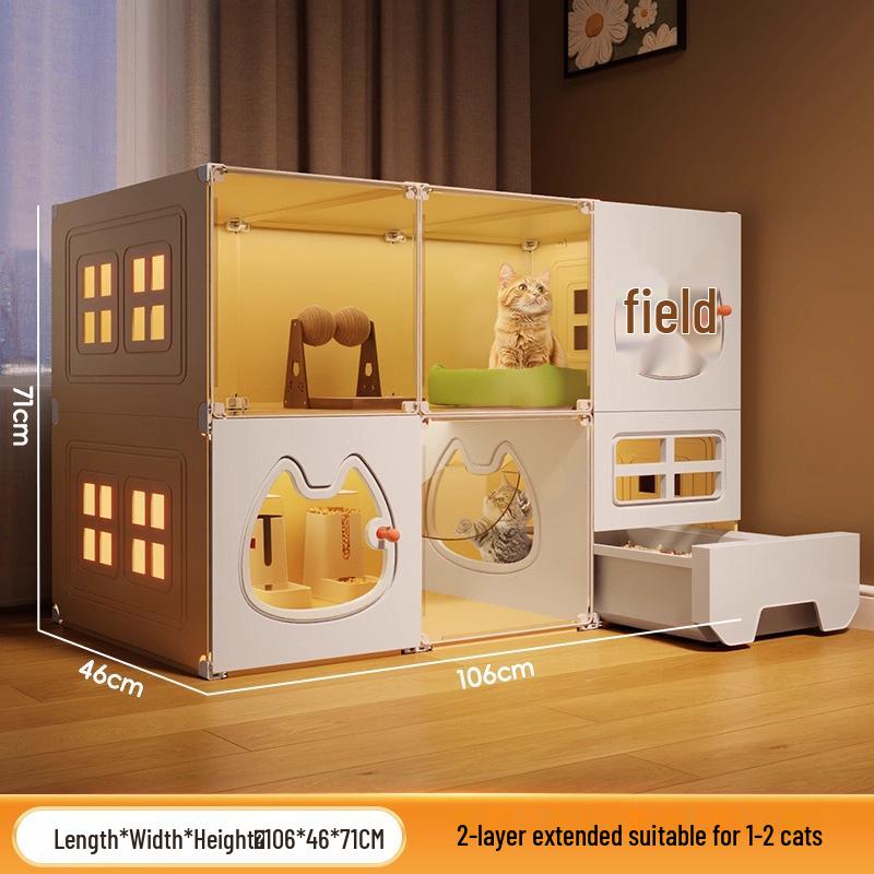 Luxury Indoor Multi-Layer Cat Villa with Integrated Litter Box
