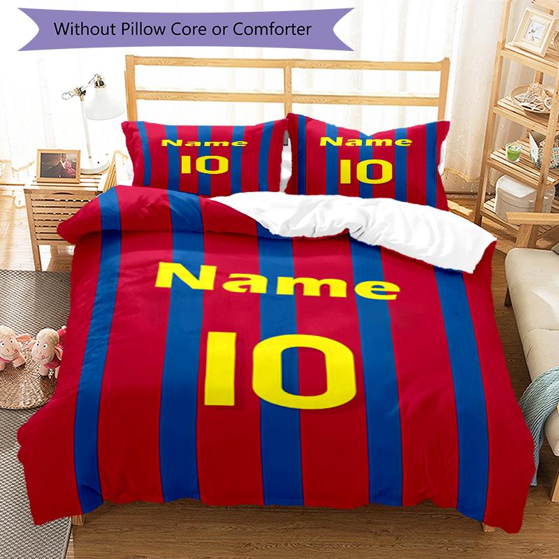 3pcs Custom Name 10 Bedding Set Duvet Cover Closure Includes 1 Duvet Cover & 2 Pillowcases, Soft and Comfortable for All Seasons.
