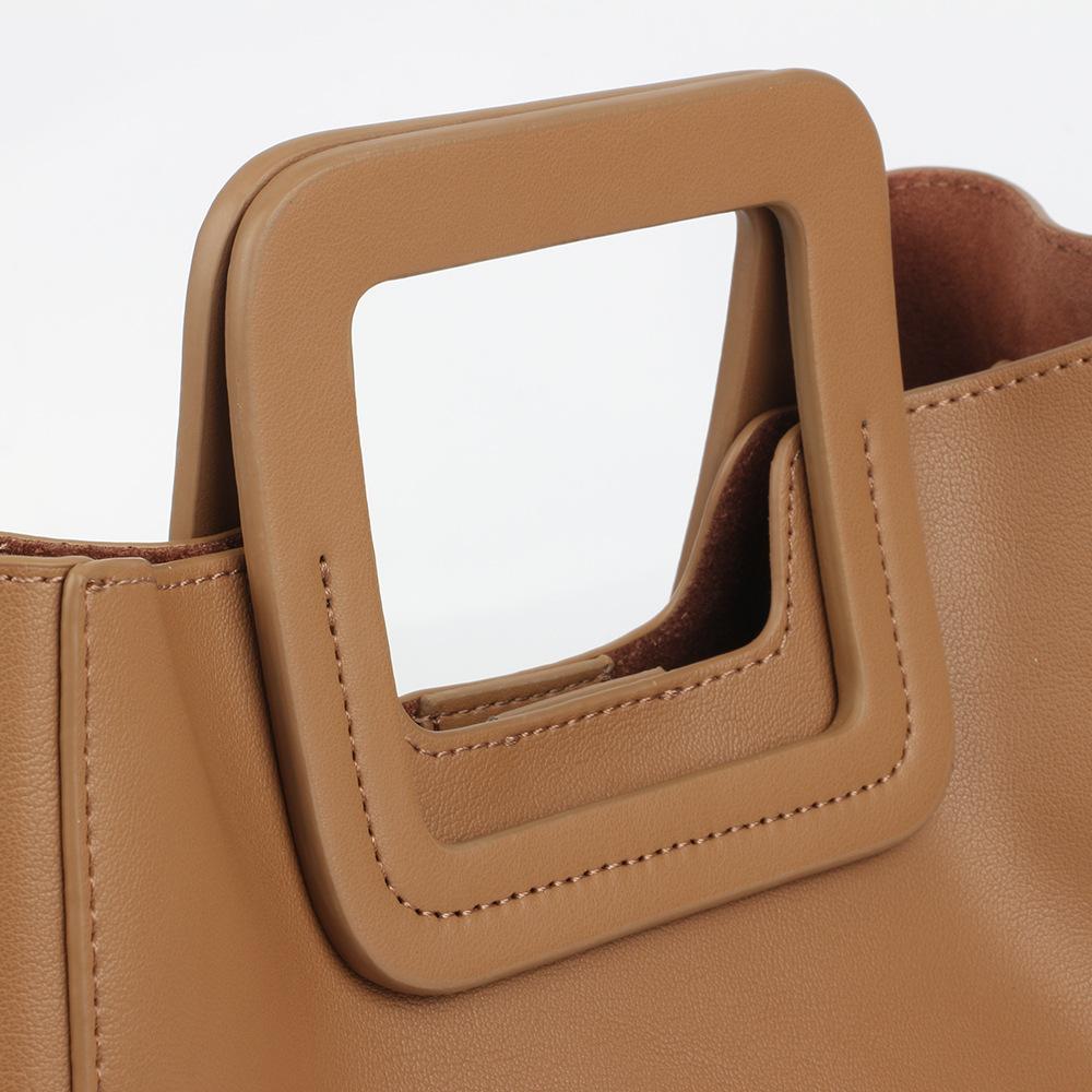 Minimalist Light Luxury High-grade Hand Bag Cowhide Square Handle Large Capacity Mezzanine Hand Oblique Span Bag