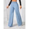 Retro Kvinde Wide-Leg Jeans i Denim - Løse, Alsidige, Lange, Lige Pasform
