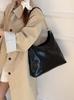 Large Capacity Commuting Women's Shoulder Bag Autumn New Black PU Leather Chain Armpit Bags Retro Casual Shopping Handbags