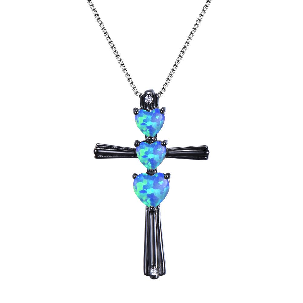 

Европейская и американская мода Ожерелье с тремя сердцами и крестом Модная индивидуальность Ретро цепочка на ключицу