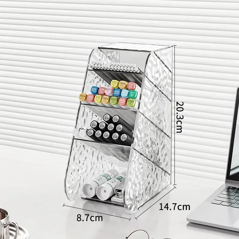 

Plastic Slanted Pen Holder Multifunctional Plastic Storage Box Transparent Stationery Storage Box Divided Household Storage Rack