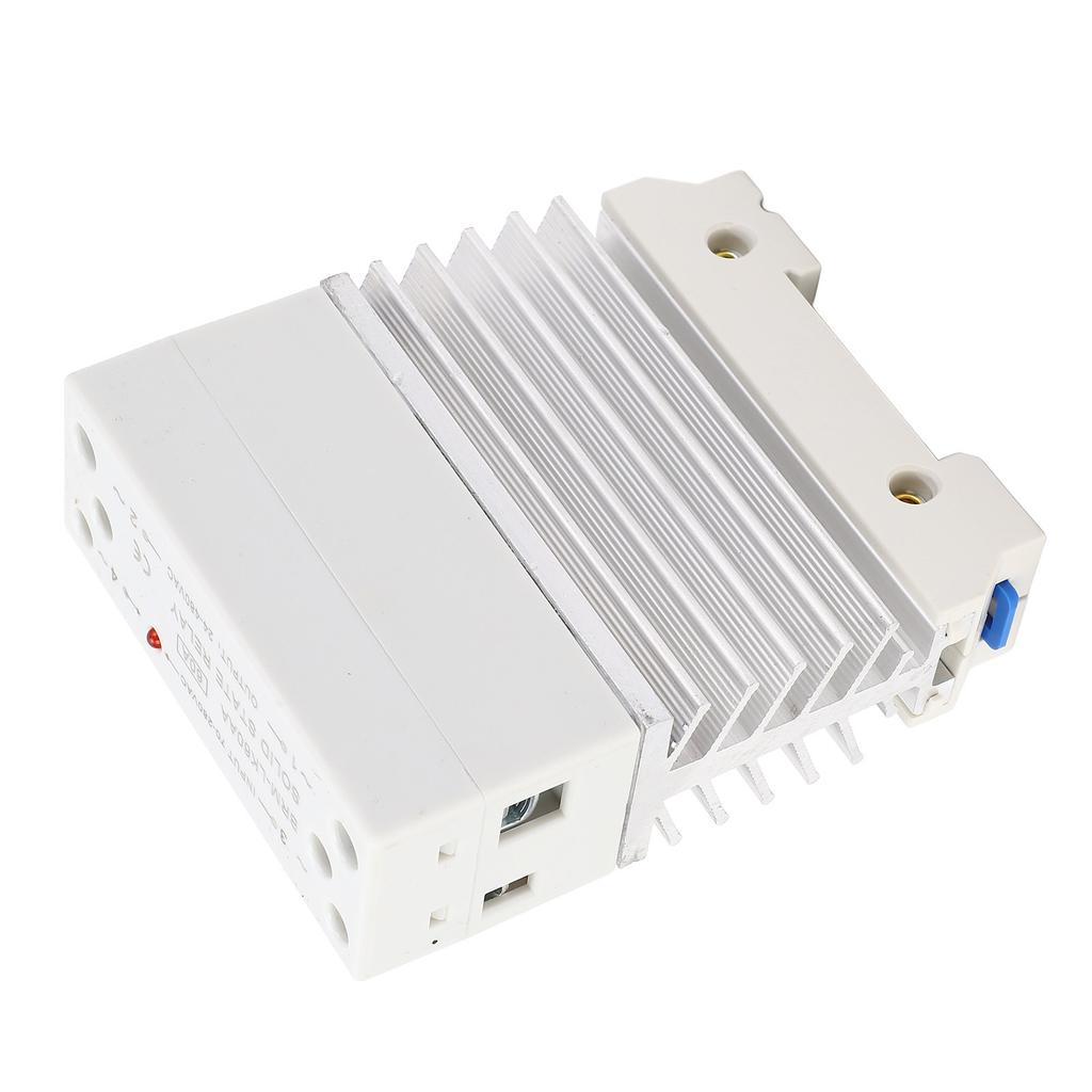 Single Phase SSR Module, 60A   State Relay, 70-280V AC to 24-480V AC, with Heat Sink for Standard 35mm Rail Mounting Design, Moisture Resistance