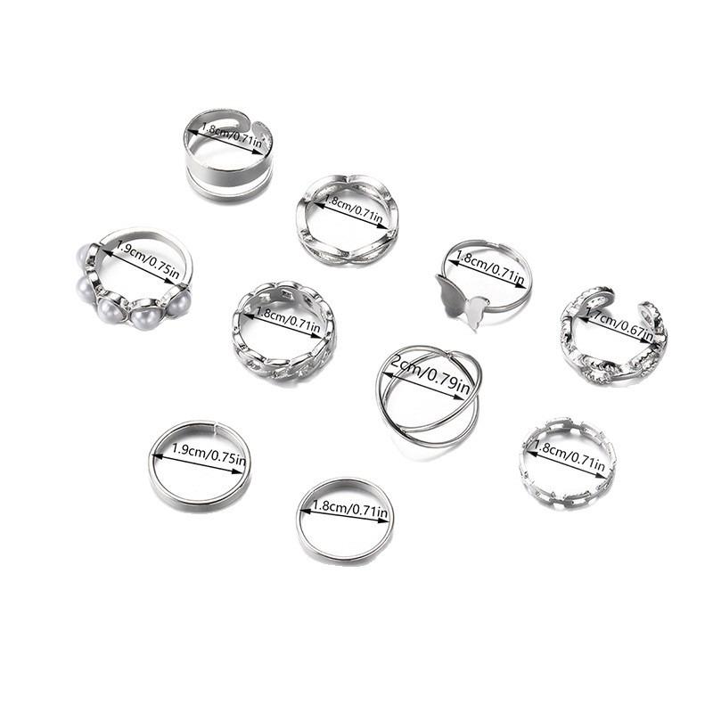 Alloy Butterfly Ring Jewelry Personalized Women's Irregular Pearl Pair Ring Stacked Wearing Ring Set