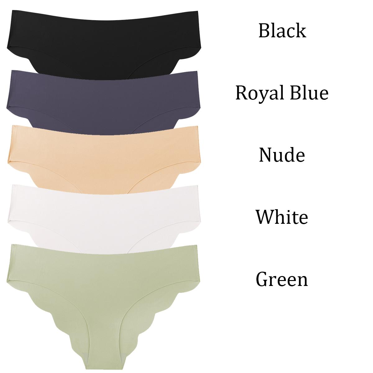 5 шт. Бесшовное нижнее белье с низкой посадкой для женщин, Невидимые трусы-слипы, Бикини, Трусики-хипстеры с волнистым краем, Эластичная посадка XL