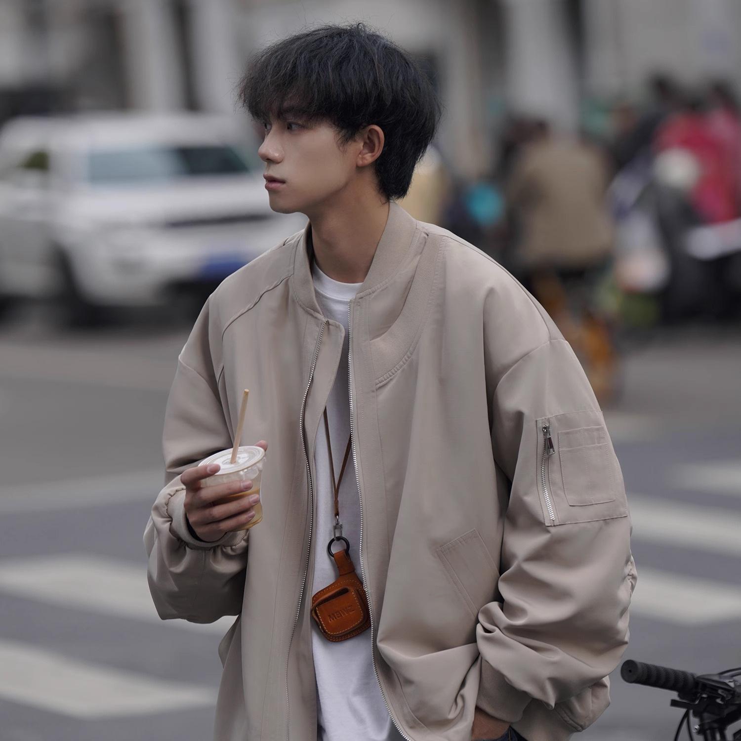 

Spring Design Men s Jacket Fashion Classic Solid Color Outdoor Baseball Coats Casual Outdoor Windproof Zipper Loose Jackets XXXL чорний