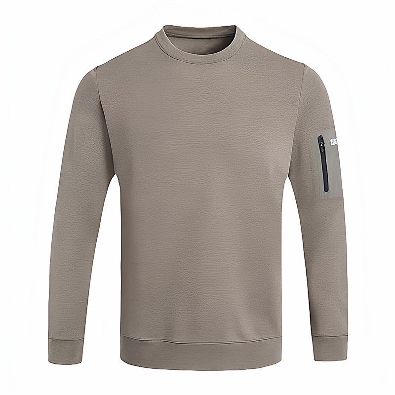Light Luxury Outdoor Wool and Goose Down Long-Sleeve T-Shirt for Men, Winter Round-Neck Thermal Base Layer, Export Men's Sweatshirt