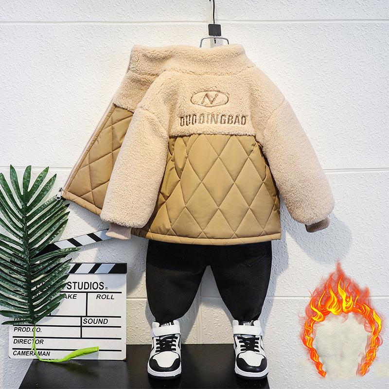 Boys Plush Jacket Cotton Jacket Baby Cotton Jacket Children's Autumn Winter Clothing Jacket