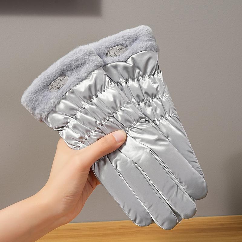 Utomhus Skidhandskar Vattenavvisande Kvinnliga Studenter I Björn Pekskärm Cykling Köldtåliga