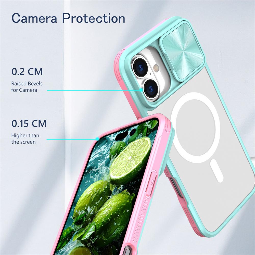 Slide Camera Lens Protection Clear For Magsafe Phone Case For 17 16 15 14 13 12 11 Pro Max Magnetic Wireless Charge Cover
