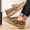 New Buckle Designer Loafers for Men Solid Color Light Breathable Cow Leather Shoes Man Soft Sole Fashion Casual Shoes Male