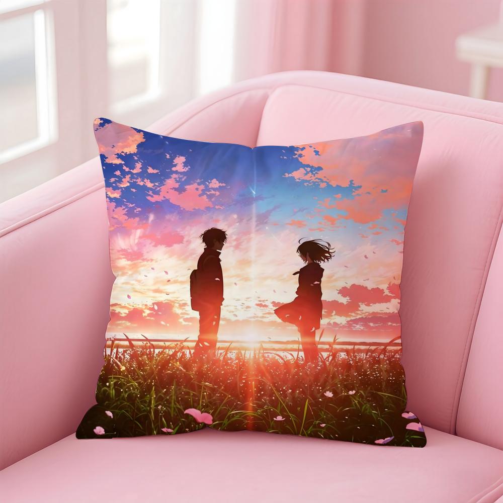Romantic Anime Japanese Movie YYour Name Cushion Cover Pillow Case Soft Skin Friendly Fabric  Concealed Zipper